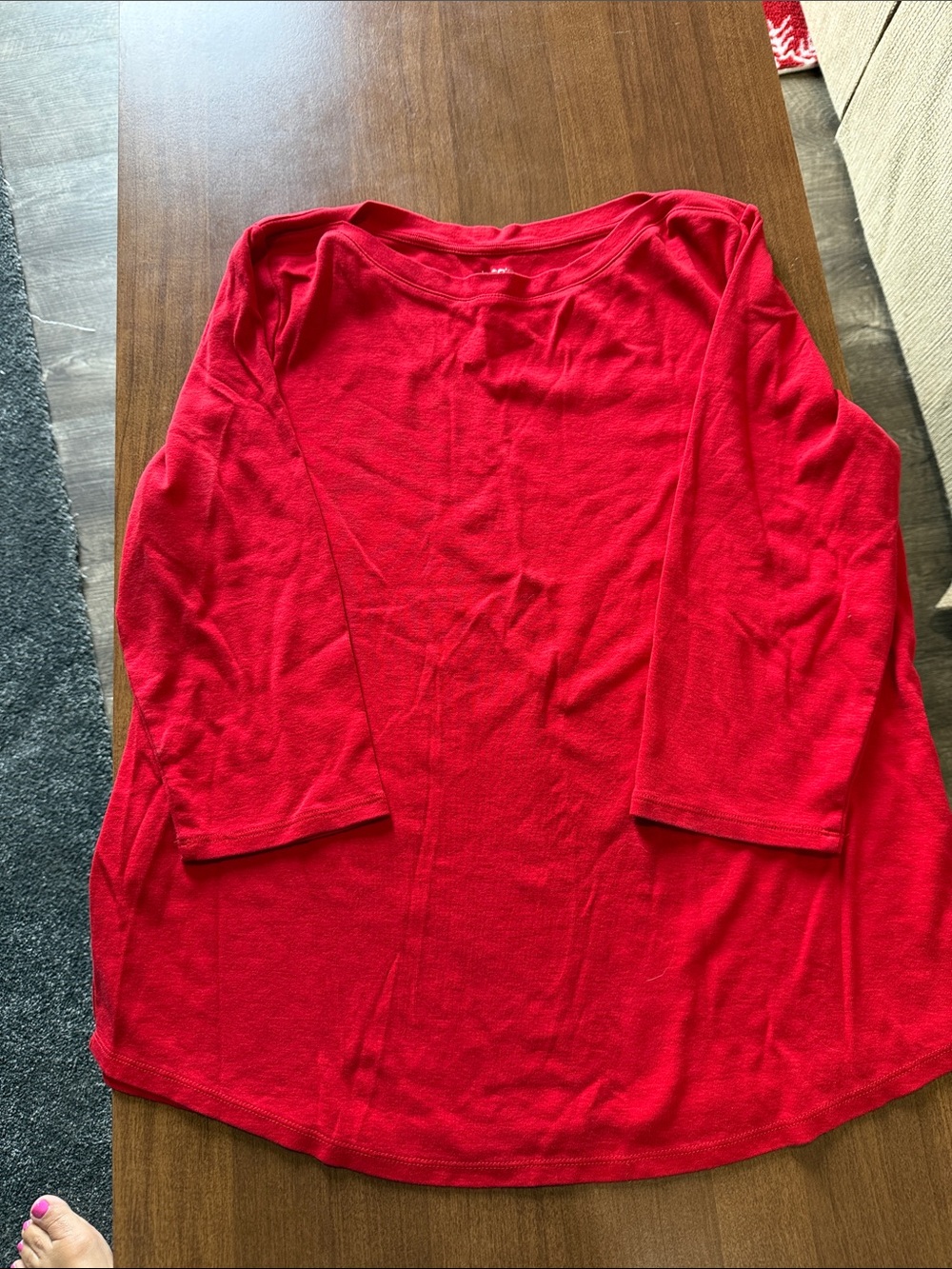 Chico's Bright Red Long Sleeve Scoop Neck Top